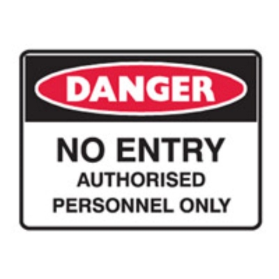 SIGN DANGER NO ENTRY AUTHORISED PERSONNEL ONLY 300X225MM METAL 840253 (025109 - 450X300MM)