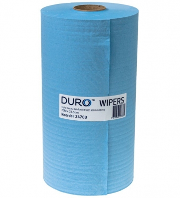 TOWEL DURO BLUE WIPERS 24.5CMX70MT CARTON 4 ROLLS