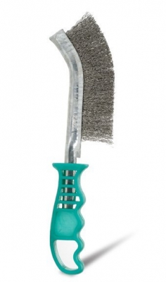 BRUSH WIRE SCRATCH STAINLESS STEEL GREEN HANDLE