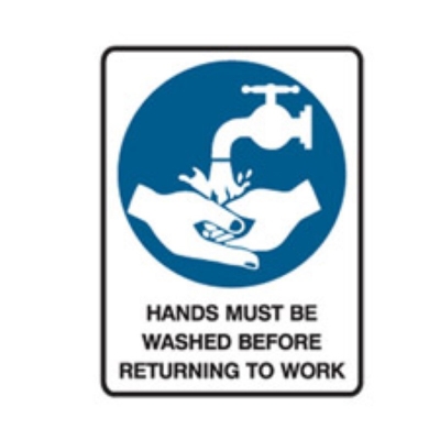 SIGN HANDS MUST BE WASHED BEFORE RETURNING TO WORK 300X450MM METAL 832213