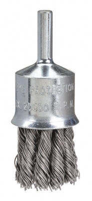 BRUSH WIRE TWIST END KNOT 316SS 25.5MMX1/4 SHANK WD 0.50