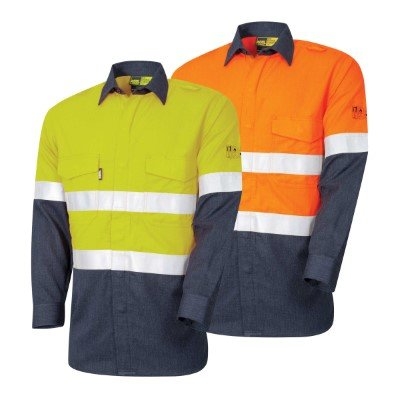 SHIRT LIGHT WEIGHT PPE1 FR C/W LOXY REFLECTIVE TAPE YELLOW/NAVY X-SMALL