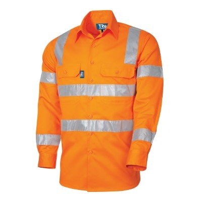 SHIRT LIGHTWEIGHT VENTED C/W VIC RAIL TRUVIS PERFORATED REFLECTIVE TAPE SP ORANG
