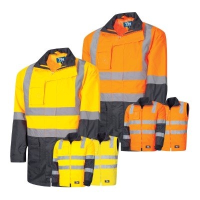 JACKET 6 IN 1 COMBINATION RAIN C/W TRUVIS REFLECTIVE TAPE YELLOW/NAVY X-SMALL