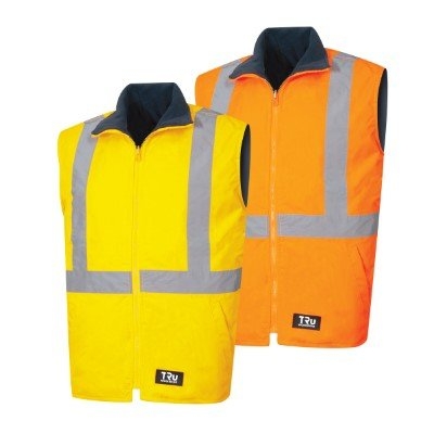 VEST REVERSIBLE WET WEATHER C/W TRUVIS RELFLECTIVE TAPE YELLOW/NAVY X-SMALL