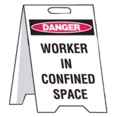 FLOOR STAND DANGER WORKER IN CONFINED SPACE 300X500MM HEAVY DUTY 839406