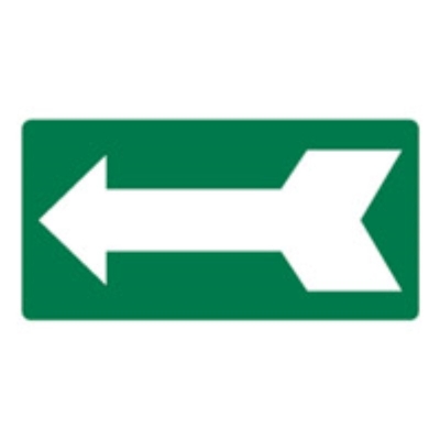 SIGN LEFT ARROW 350X180MM POLY WHITE ON GREEN 832753