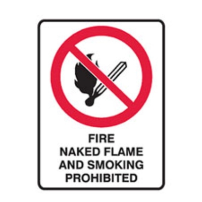 SIGN FIRE NAKED FLAME AND SMOKING PROHIBITED 300X225MM POLY 840048 (Z029567 - 450X300MM)