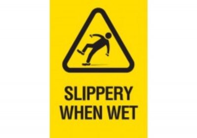 SIGN SLIPPERY WHEN WET 210X297MM POLY 840823