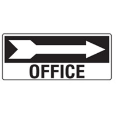 SIGN OFFICE RIGHT ARROW 450X180MM METAL 841276