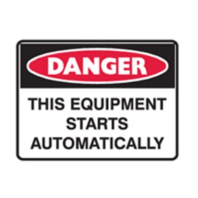 SIGN DANGER THIS EQUIPMENT STARTS AUTOMATICALLY 300X225MM METAL 840461 (Z030992 - 300X225MM)