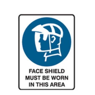 SIGN FACE SHIELD MUST BE WORN IN THIS AREA 225X300MM METAL 841041 (Z031119 - 300X450MM)