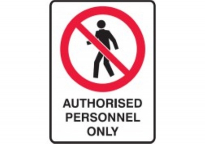 SIGN AUTHORISED PERSONNEL ONLY 225X300MM METAL 841984 (Z031444 - 180X250MM)