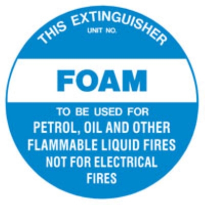 "SIGN THIS EXTINGUISHER FOAM TO BE USED FOR PETROL,OIL AND OTHER FLAM LIQ FIRE 2