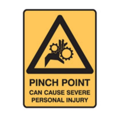 SIGN PINCH POINT CAN CAUSE SEVERE PERSONAL INJURY 225X300MM POLY 840616