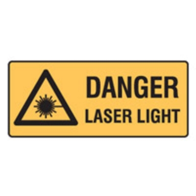 STICKER DANGER LASER LIGHT 125X300MM 841635 (BLACK ON YELLOW)