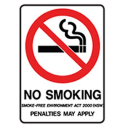 SIGN NO SMOKING PENALTIES MAY APPLY 300X450MM POLY 845558 (Z031935 - 180X250MM)