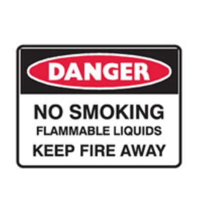 SIGN DANGER NO SMOKING FLAMABLE LIQUIDS KEEP FIRE AWAY 450X300MM METAL 842662 (Z032000 - 600X450MM)