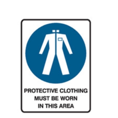 SIGN PROTECTIVE CLOTHING MUST BE WORN IN THIS AREA 225X300MM METAL 841229 (Z032245 - 450X600MM)