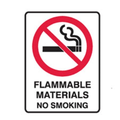 SIGN FLAMMABLE MATERIALS NO SMOKING 300X450MM METAL 830067 (Z032349 - 450X600MM)