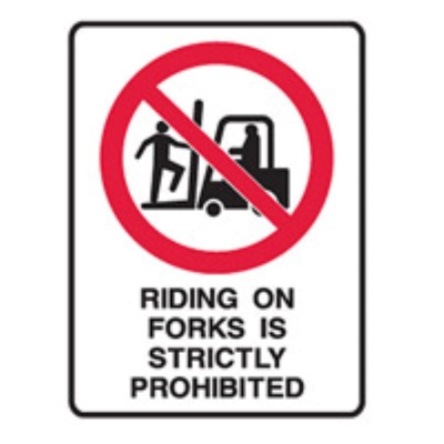 STICKER RIDING ON FORKS IS STRICTLY PROHIBITED 180X250MM 843537