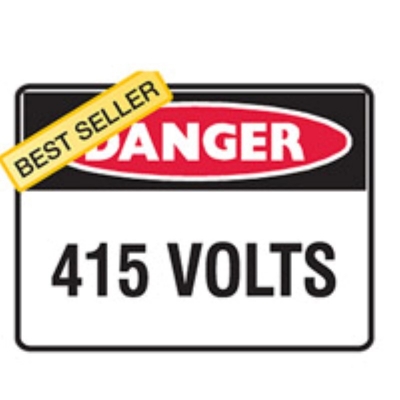 SIGN DANGER 415 VOLT 300X225MM METAL 840911 (Z032476 - 250X180MM)