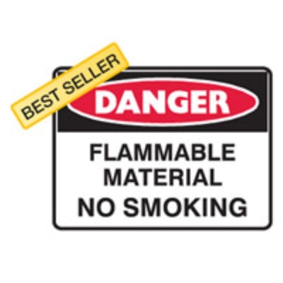 SIGN DANGER FLAMMABLE MATERIAL NO SMOKING 300X225MM METAL 840800 (Z032478 - 600X450MM)
