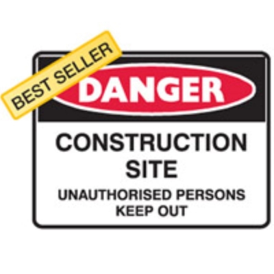 SIGN DANGER CONSTRUCTION SITE UNAUTHORISED PERSONS KEEP OUT 600X450MM FLUTE 8310 (Z032526 - 600X450MM)
