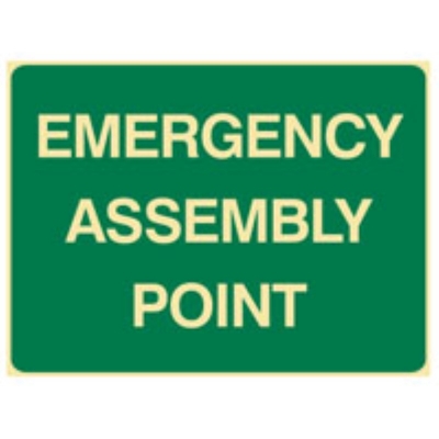 SIGN EMERGENCY ASSEMBLY POINT 600X450MM METAL 832491