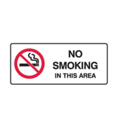 SIGN NO SMOKING IN THIS AREA 450X180MM POLY 835239