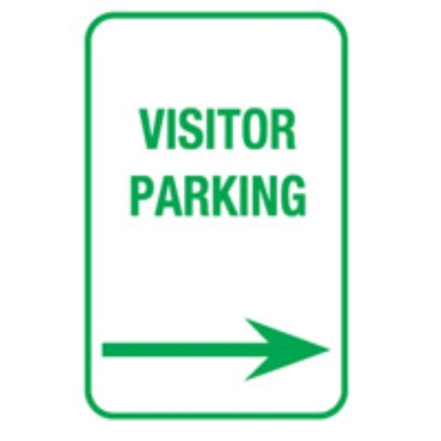 SIGN VISITOR PARKING RIGHT ARROW 300X450MM METAL 832770
