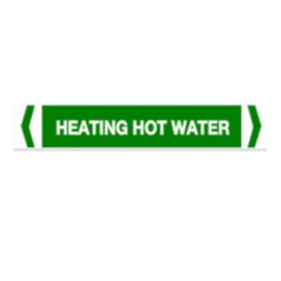 PIPE MARKER HEATING HOT WATER 31X475MM TO SUIT PIPE O.D. 40-70MM PACK 10 893806