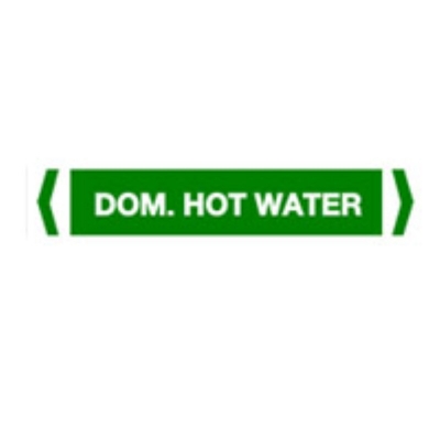 PIPE MARKER DOM. HOT WATER 10X100MM TO SUIT PIPE O.D. UP TO 40MM PACK 10 842482