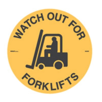 STICKER FLOOR WATCH OUT FOR FORKLIFTS 440MM DIA 842094