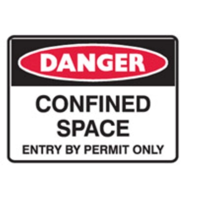 SIGN DANGER CONFINED SPACE ENTRY BY PERMIT ONLY 300X225MM POLY 841774 (Z033529 - 600X450MM)