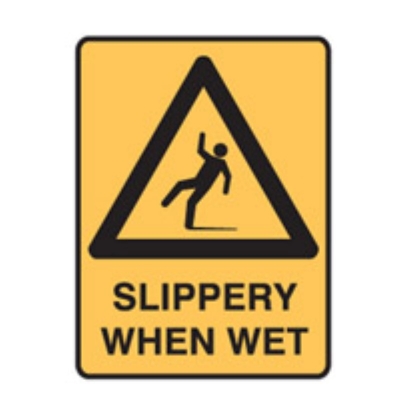 SIGN SLIPPERY WHEN WET 210X297MM POLY 840823 (Z033704 - 450X600MM)