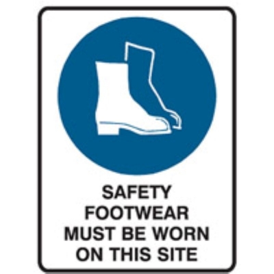SIGN SAFETY FOOTWEAR MUST BE WORN ON THIS SITE 450X600MM FLUTE 831143 (Z033705 - 450X600MM)
