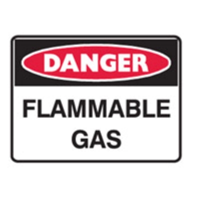 SIGN DANGER FLAMMABLE GAS 450X300MM POLY 840791