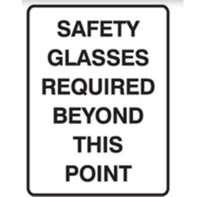 SIGN SAFETY GLASSES REQUIRED BEYOND THIS POINT 300X450MM METAL 832334