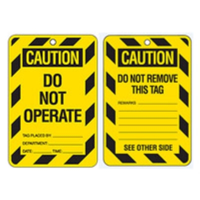 TAG CAUTION DO NOT OPERATE 100X150MM POLYPROPYLENE PACK 10 842383