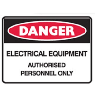 SIGN DANGER ELECTRICAL EQUIPMENT AUTHORISED PERSONNEL ONLY 300X225MM POLY 841806