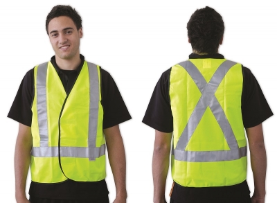 VEST SAFETY DAY/NIGHT LIME YELLOW MEDIUM C/W REFLECTIVE TAPE