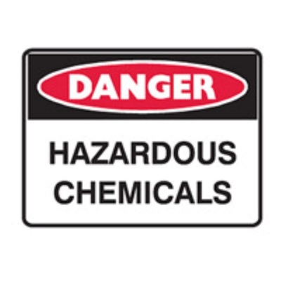 SIGN DANGER HAZARDOUS CHEMICALS 300X225MM METAL 841326 (Z035405 - 450X300MM)