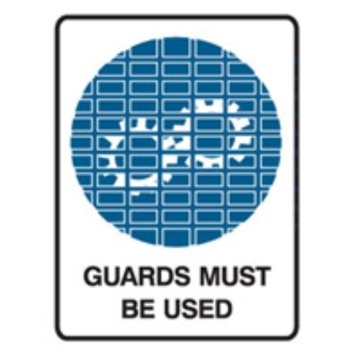 STICKER GUARDS MUST BE USED 180X250MM 838532 (Z035409 - 90X125MM)