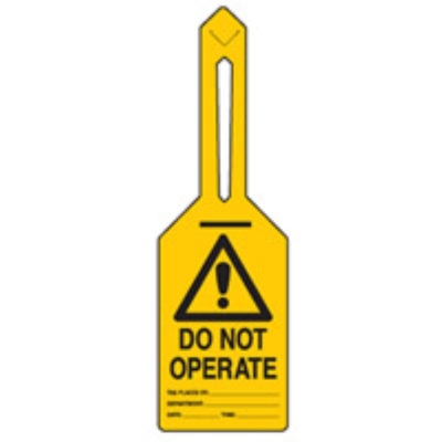 TAG CAUTION SYMBOL DO NOT OPERATE 85X160MM POLYPROPYLENE SELF LOCKING PACK 25 84