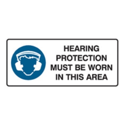 STICKER HEARING PROTECTION MUST BE WORN IN THIS AREA 300X125MM 838749