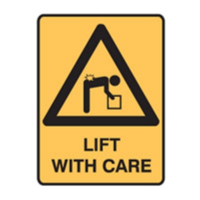 SIGN LIFT WITH CARE 450X600MM POLY 835639