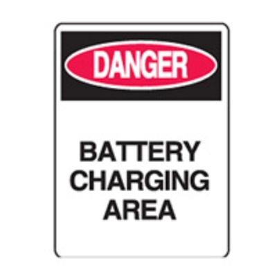 SIGN DANGER BATTERY CHARGING AREA 300X450MM METAL 843347