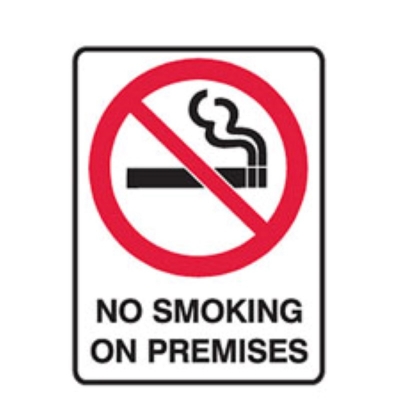 SIGN NO SMOKING ON PREMISES 450X300MM METAL 840561