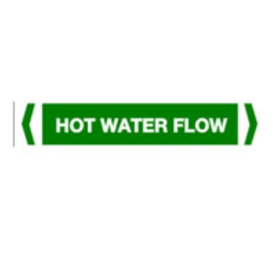 PIPE MARKER HOT WATER FLOW 31X475MM TO SUIT PIPE O.D. 40-70MM PACK 10 862130